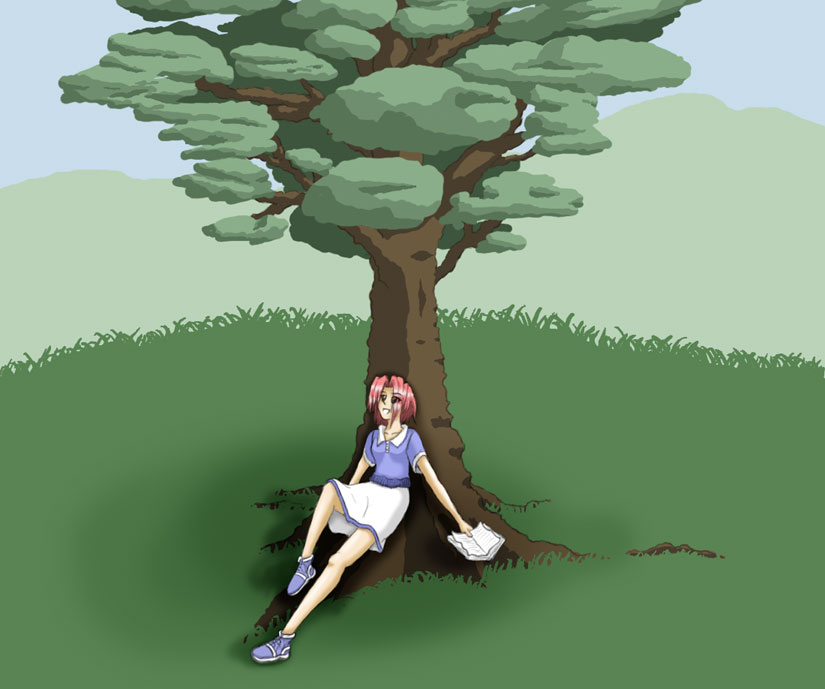 Girl under Tree
Wow, I can't draw / CG trees at all - it looks apalling.

