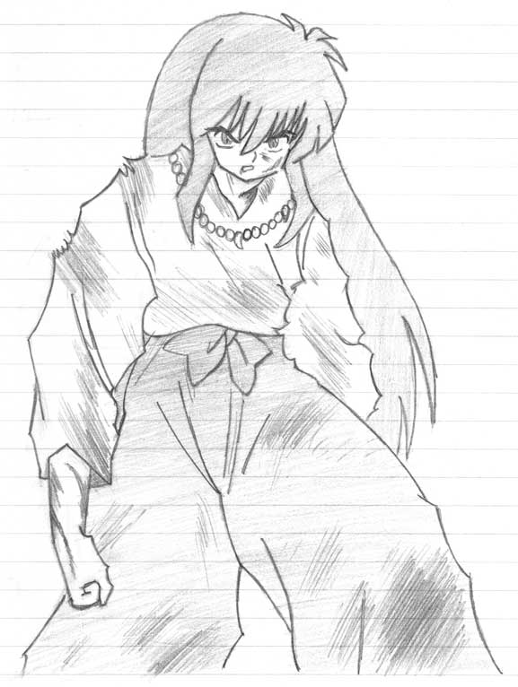 Inu Yasha
This was drawn after having read the manga of Inu Yasha's battle with Peachman. It's a copy taken from the midst of the battle.
