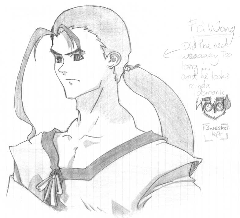 Fei Wong
A copy of Fei Wong from Xenogears. As the comment suggests, his neck is far longer than it should be.
