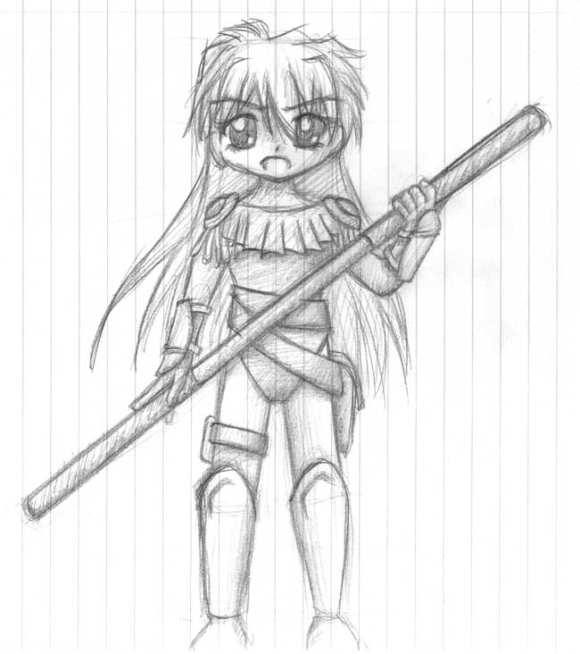 Girl with staff
Drawn while waiting for the fileserver's raid array in college to cool down.
Keywords: girl
