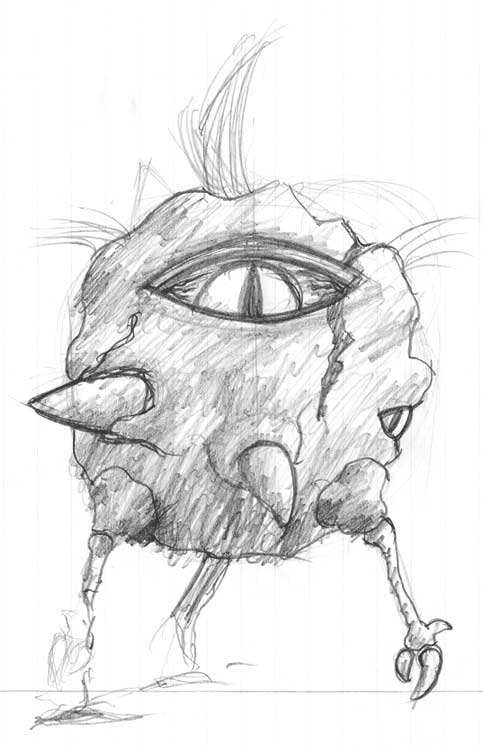 Hellish... thing
I was bored at work, so I drew a strange hellish thing for no particular reason >_> I think I have a fetish for beholders and elder orbs...
