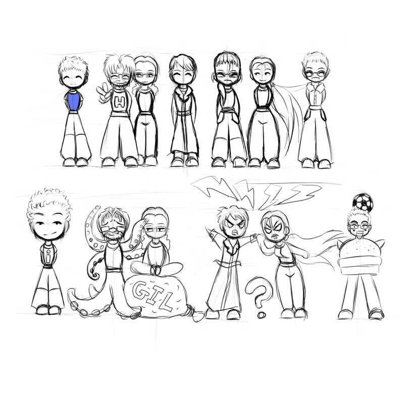 Friends
A picture of my friends and below, a picture of how I imagine them.
Keywords: Friends Yuri Phoe FrF Marcus MaxRabbit Swaff Sam