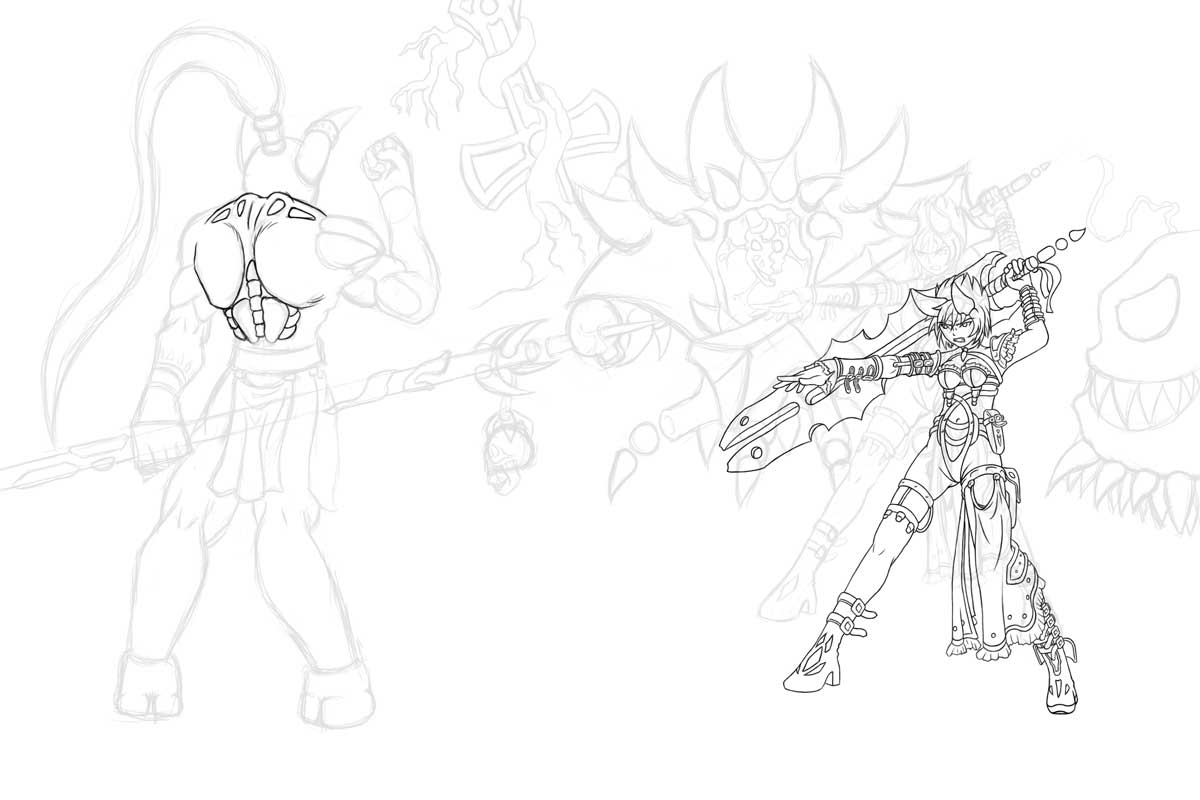 Yuri Hell
I thought I'd upload some old, unfinished pictures that have been laying around: This was the original version of 'Yuri in Hell'. It took so long to draw Yuri that, in the end, I decided not to bother with the rest of it.
